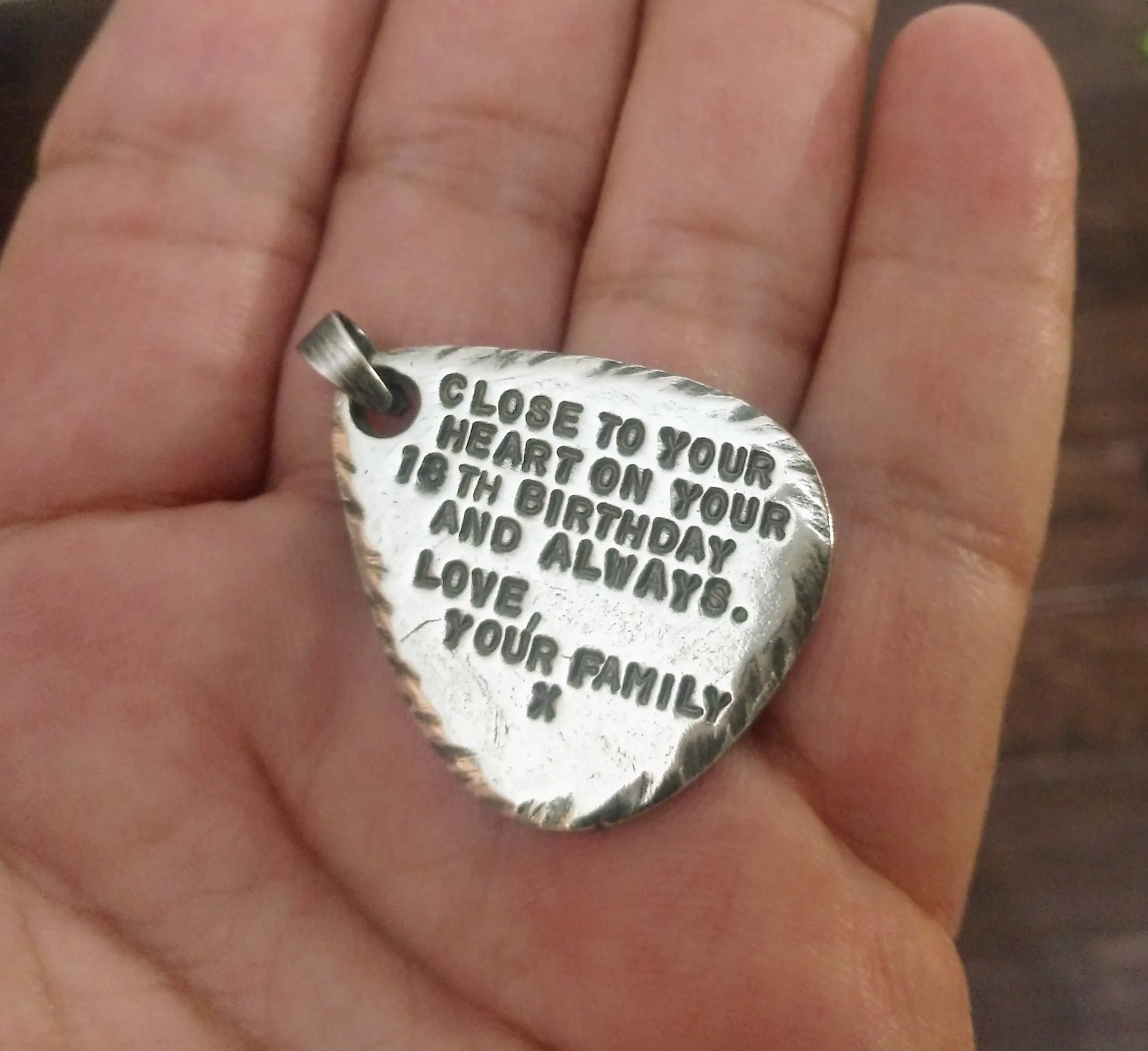 Guitar Pick Pendant | Personalized Sterling Silver