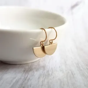 Half Circle Earrings, gold semicircle earring, small gold earring, little gold dangle, half moon earring, geometric jewelry, pendulum blade