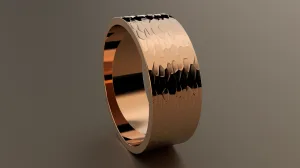 Hammered Rose Gold 8mm Flat Wedding Band