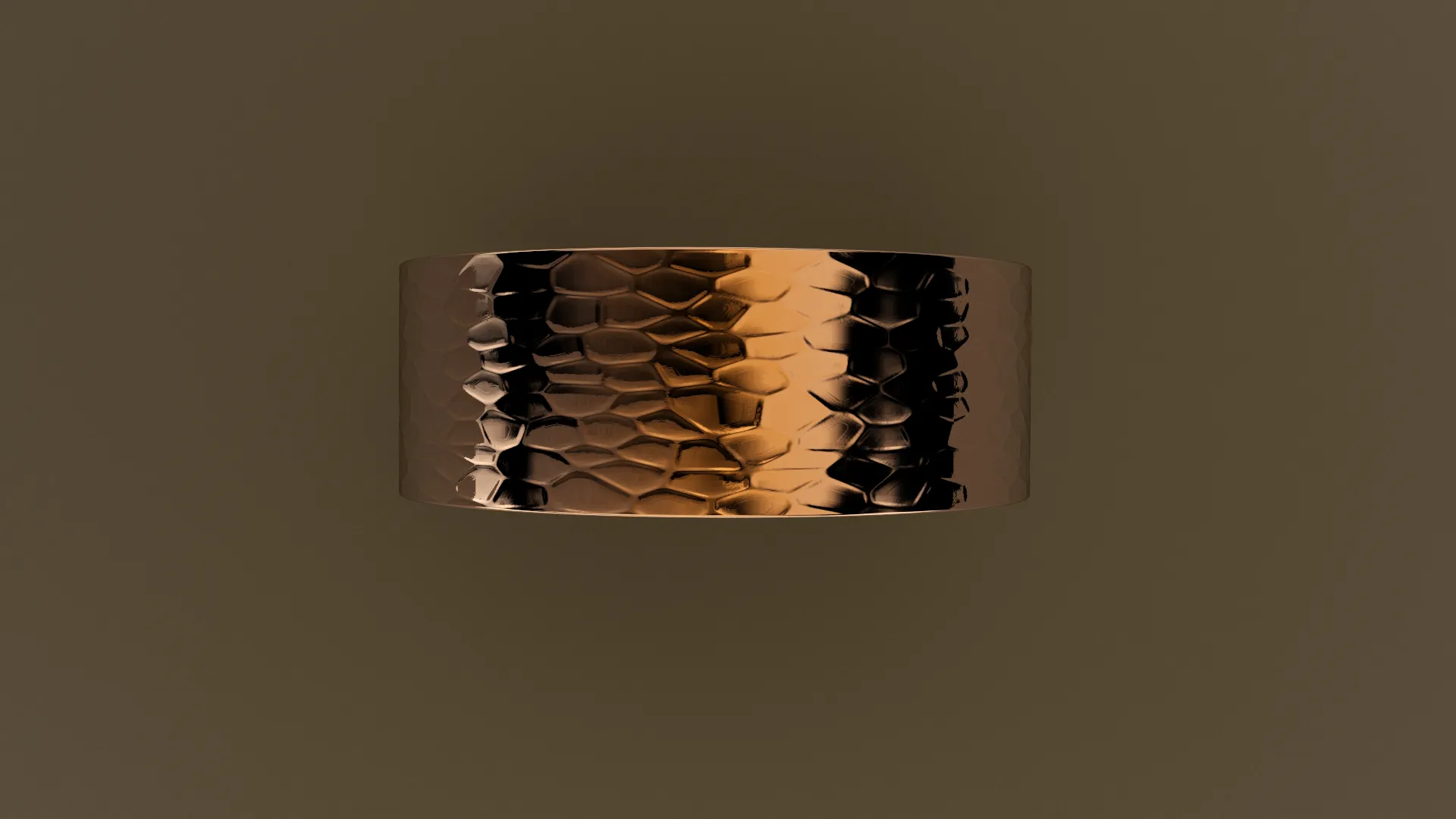 Hammered Rose Gold 8mm Flat Wedding Band