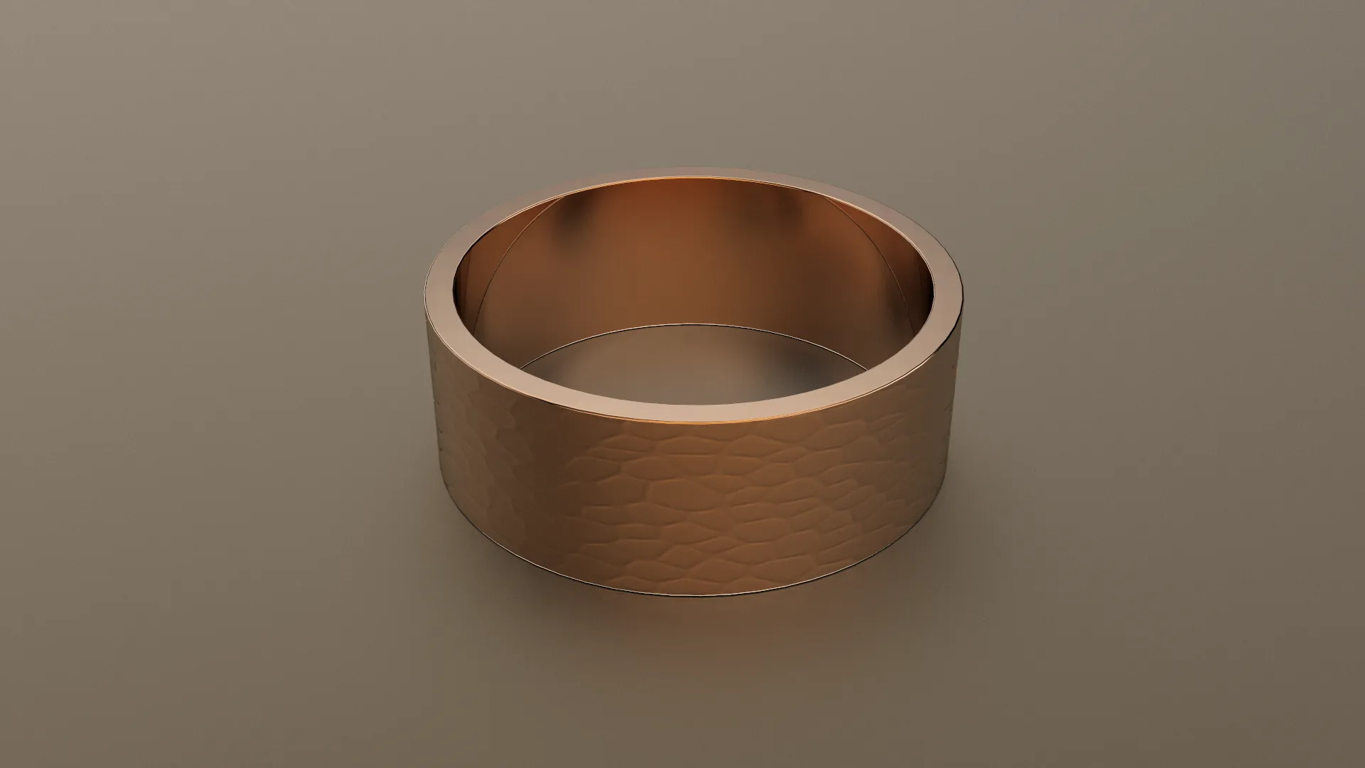 Hammered Rose Gold 8mm Flat Wedding Band