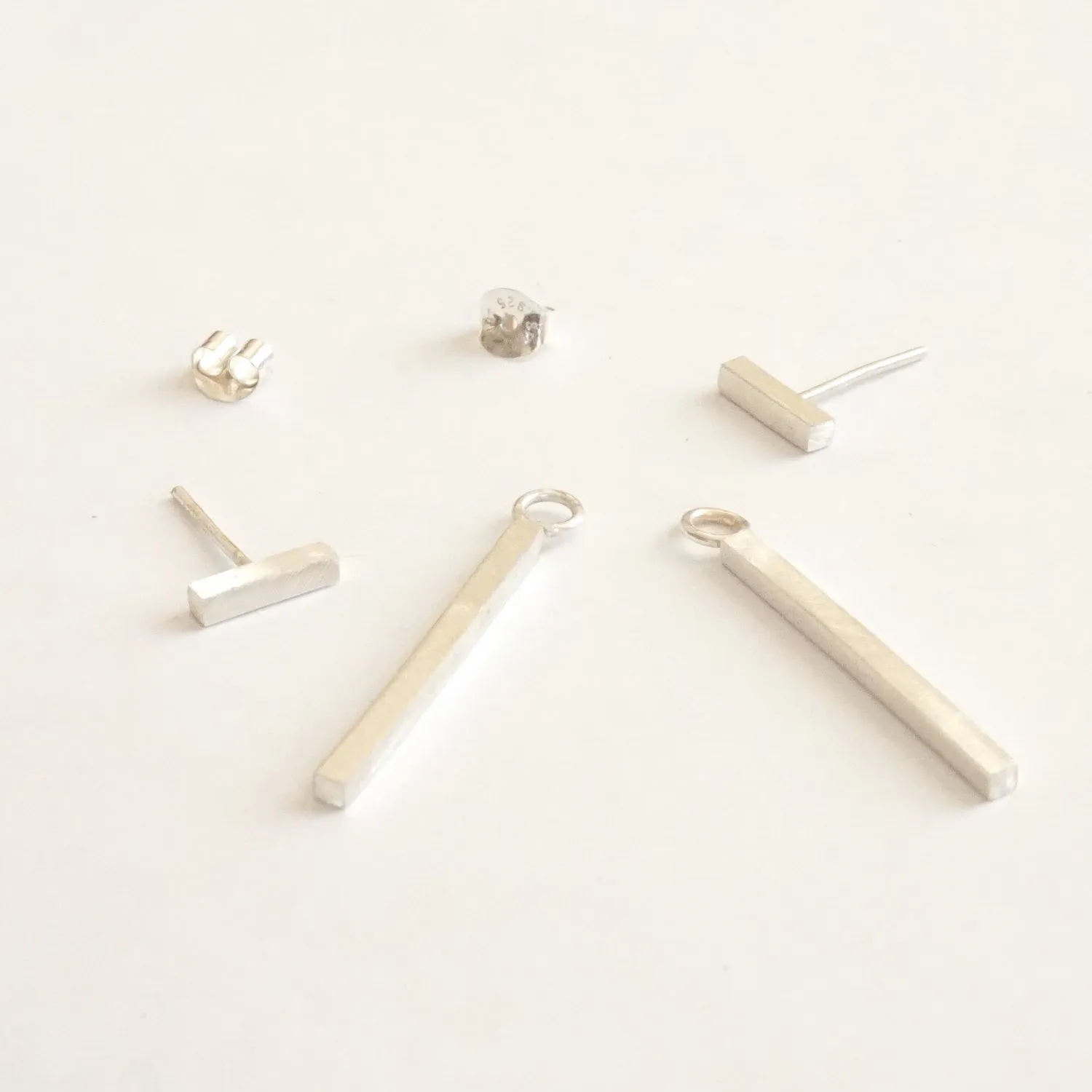 Hand-Made, Elegant Minimalist Ear Jacket in Brass, Sterling Silver or Silver Oxidized - 0202