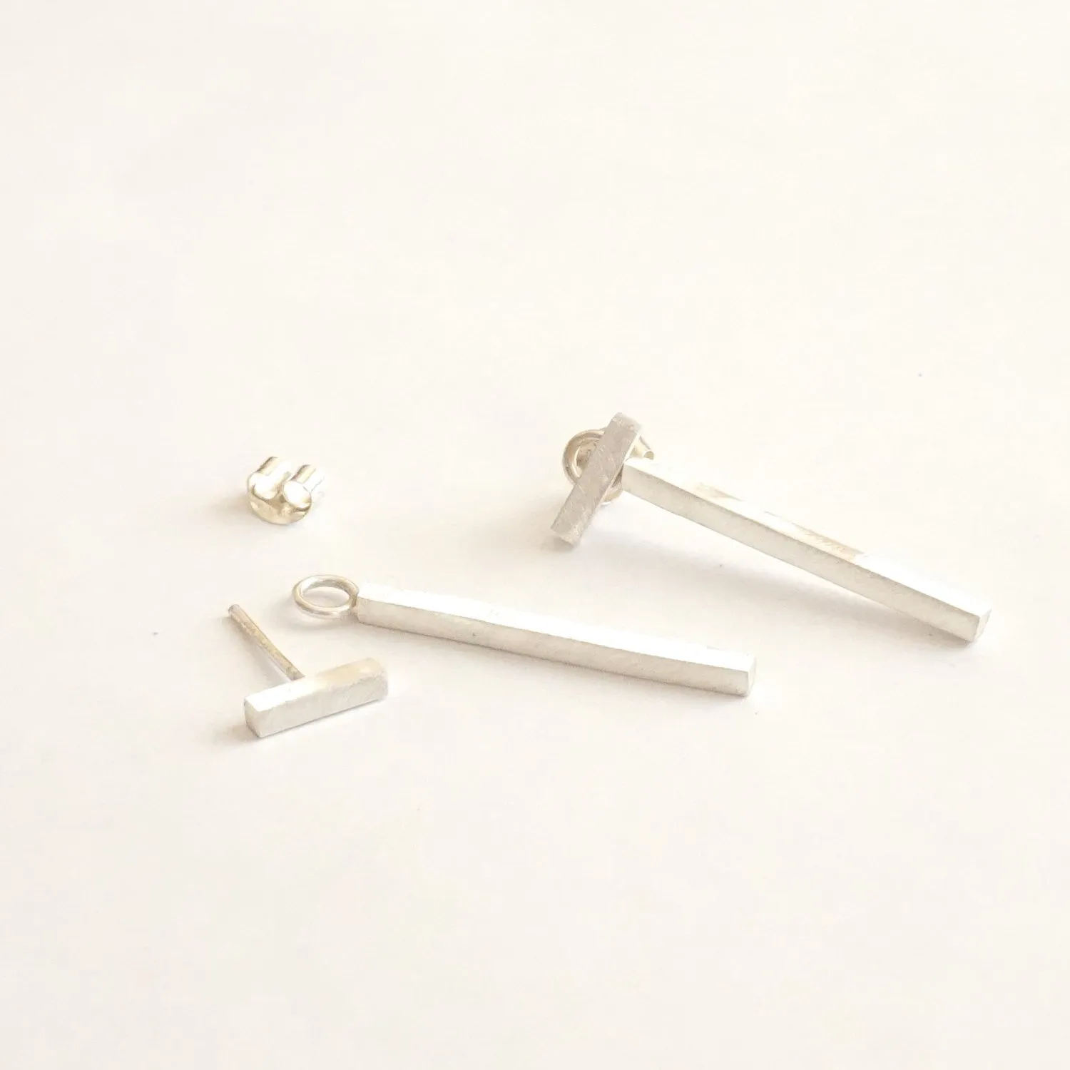 Hand-Made, Elegant Minimalist Ear Jacket in Brass, Sterling Silver or Silver Oxidized - 0202
