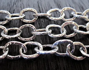 Handcrafted Textured Artisan Sterling Silver Link Chain (multiple lengths available)