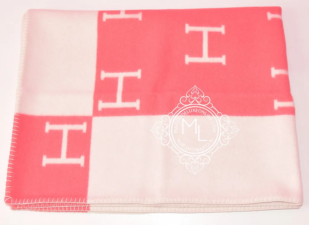 Hermes Baby Pink Wool Cashmere H Avalon Blanket