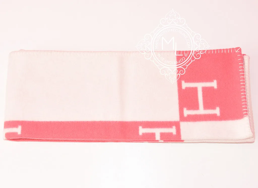 Hermes Baby Pink Wool Cashmere H Avalon Blanket