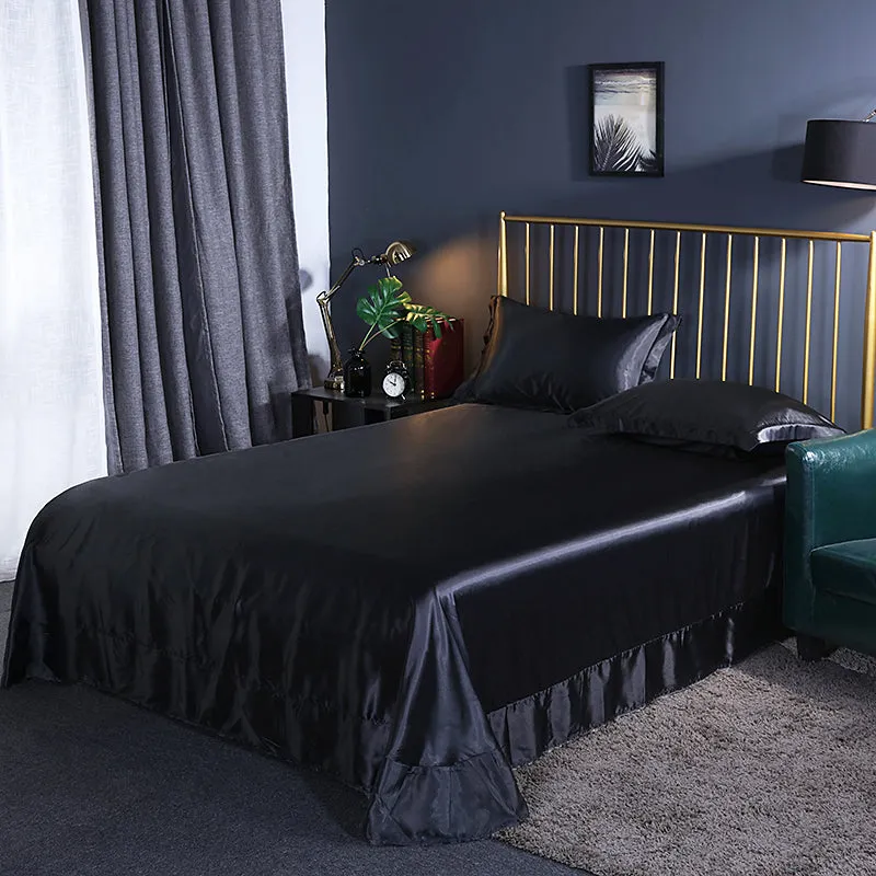 High Quality Satin Silk Flat Bed Sheet for Skin and Hair Care Multicolor