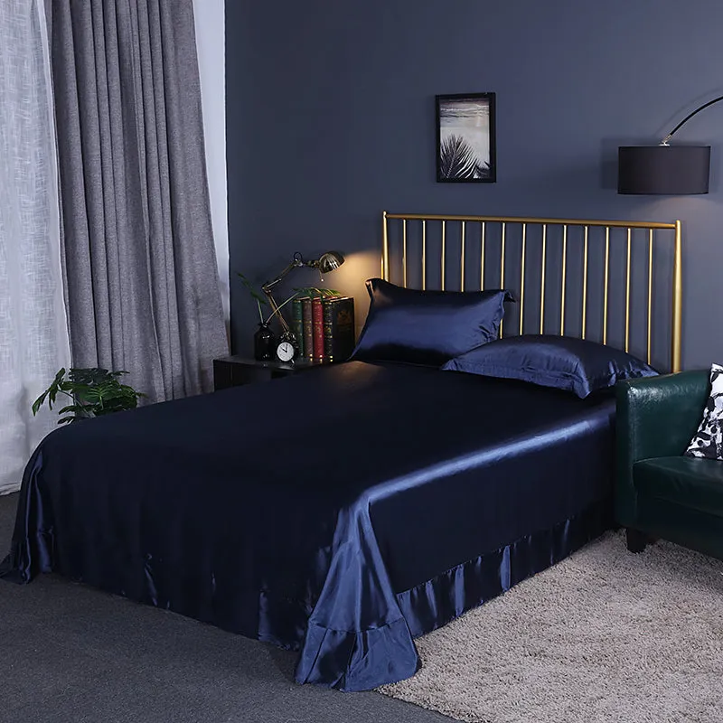 High Quality Satin Silk Flat Bed Sheet for Skin and Hair Care Multicolor