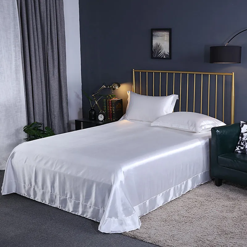 High Quality Satin Silk Flat Bed Sheet for Skin and Hair Care Multicolor