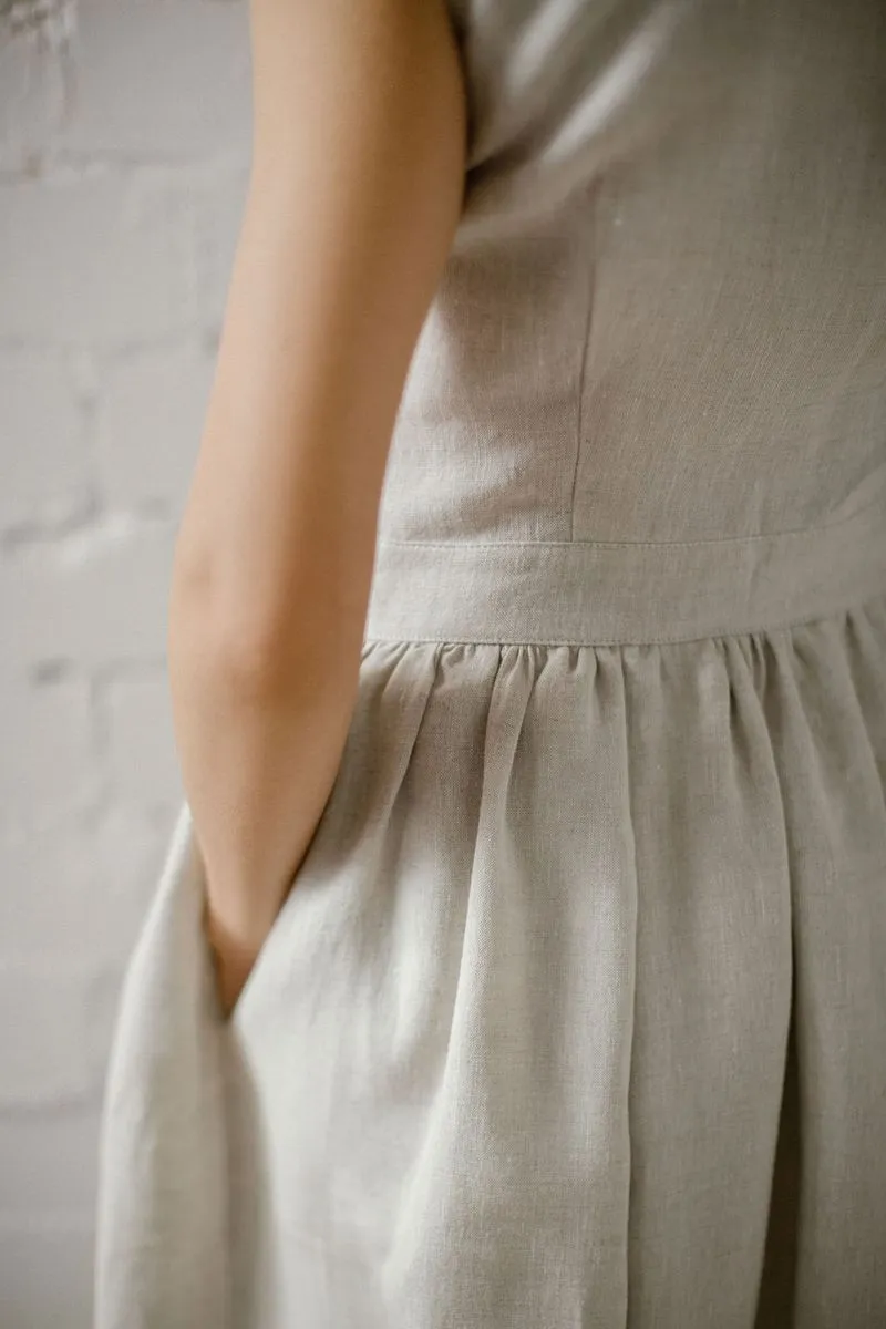 High Waist Rustic Linen Dress