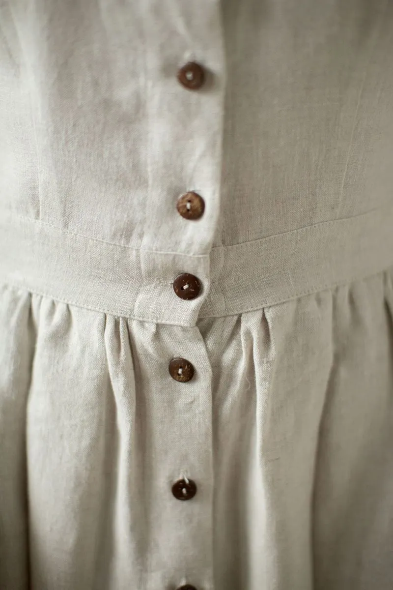 High Waist Rustic Linen Dress