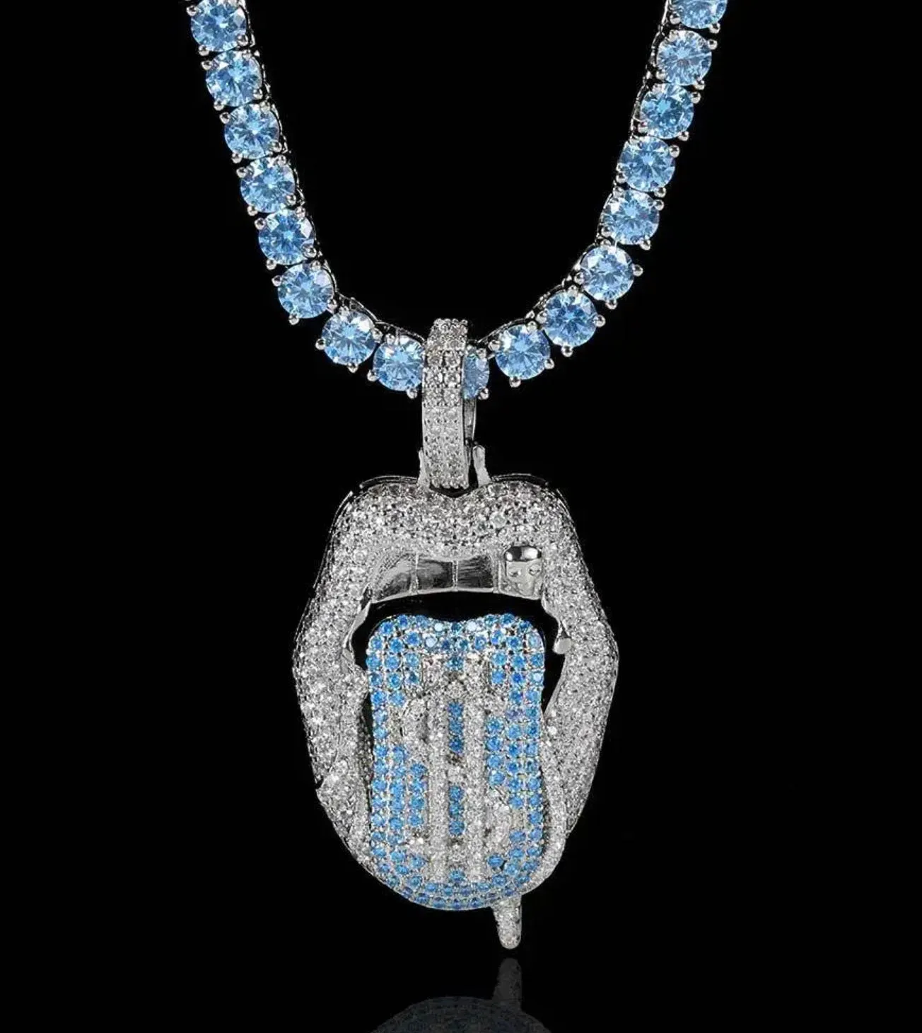 Hip Hop Pendant | Iced Out Pendant | Diamond Mouth Pendant | Hip Hop Chain | Dollar Sign Pendant | Hip Hop Jewelry | Tongue Pendant