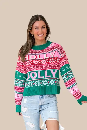 Holly Jolly Fair Isle Sweater - Pink - FINAL SALE