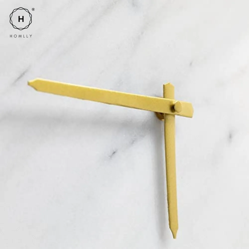 Homlly Contemporary Minimalist Natural Marble Wall Clock with Gold Hands (30cm)