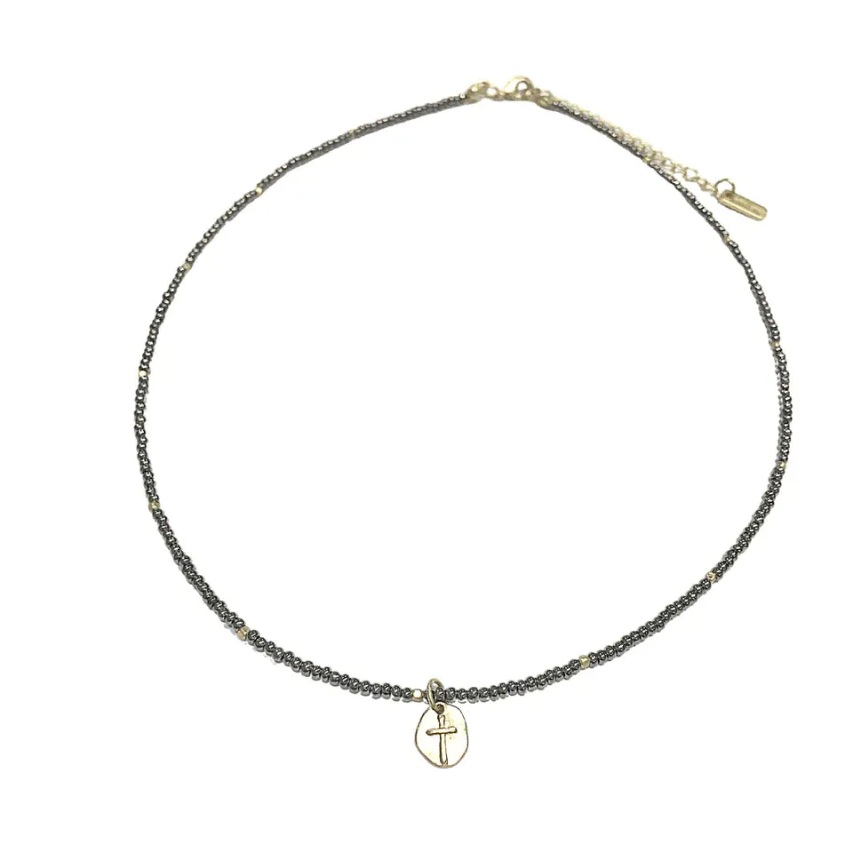 Hope Cross Necklace in Minimalist Bronze
