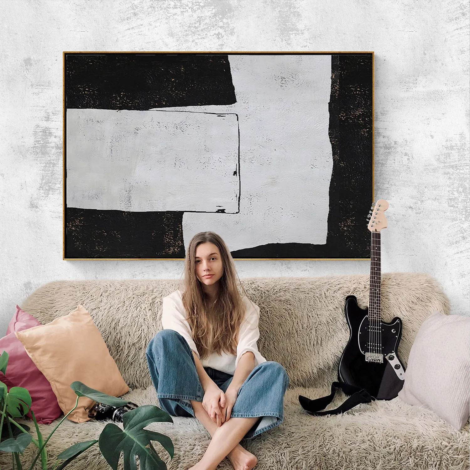 Horizontal Minimalist Geometric Painting H84H