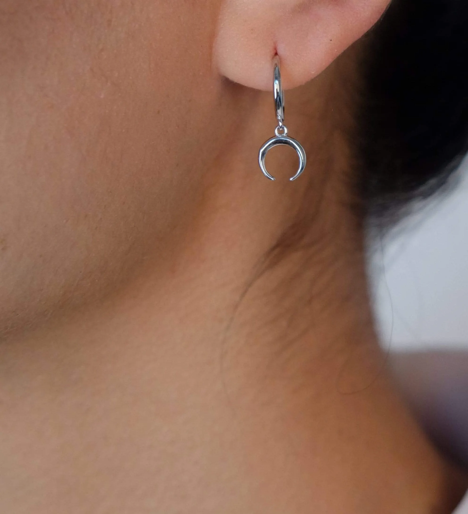 Huggie with Half Moon Charm