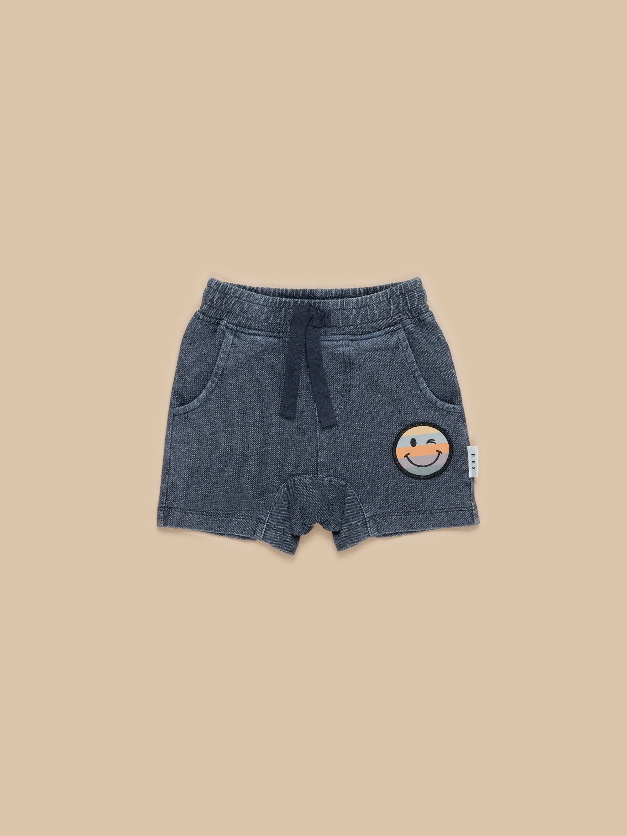 Hux - Rainbow Smiley Slouch Shorts - Denim