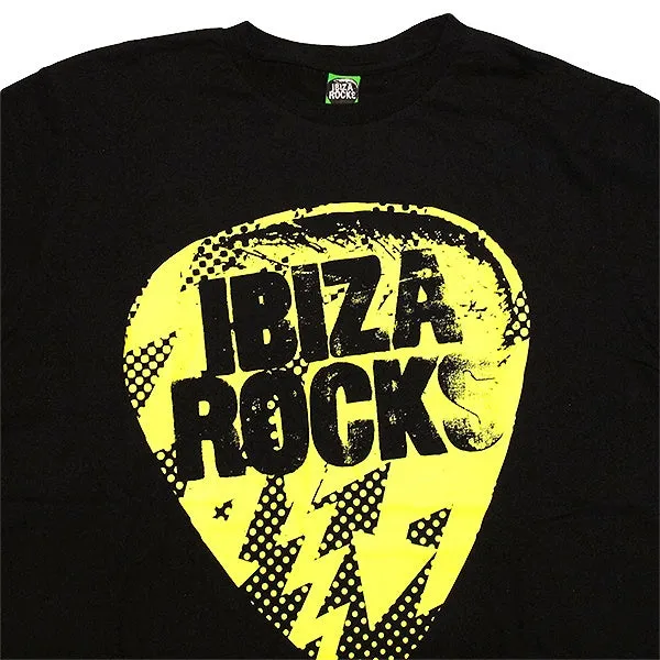 Ibiza Rocks Neon Yellow Bolt Plectrum Men's T-Shirt