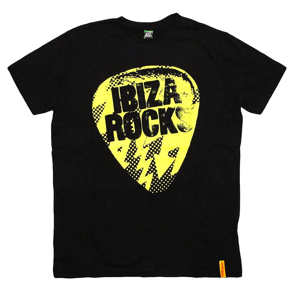 Ibiza Rocks Neon Yellow Bolt Plectrum Men's T-Shirt
