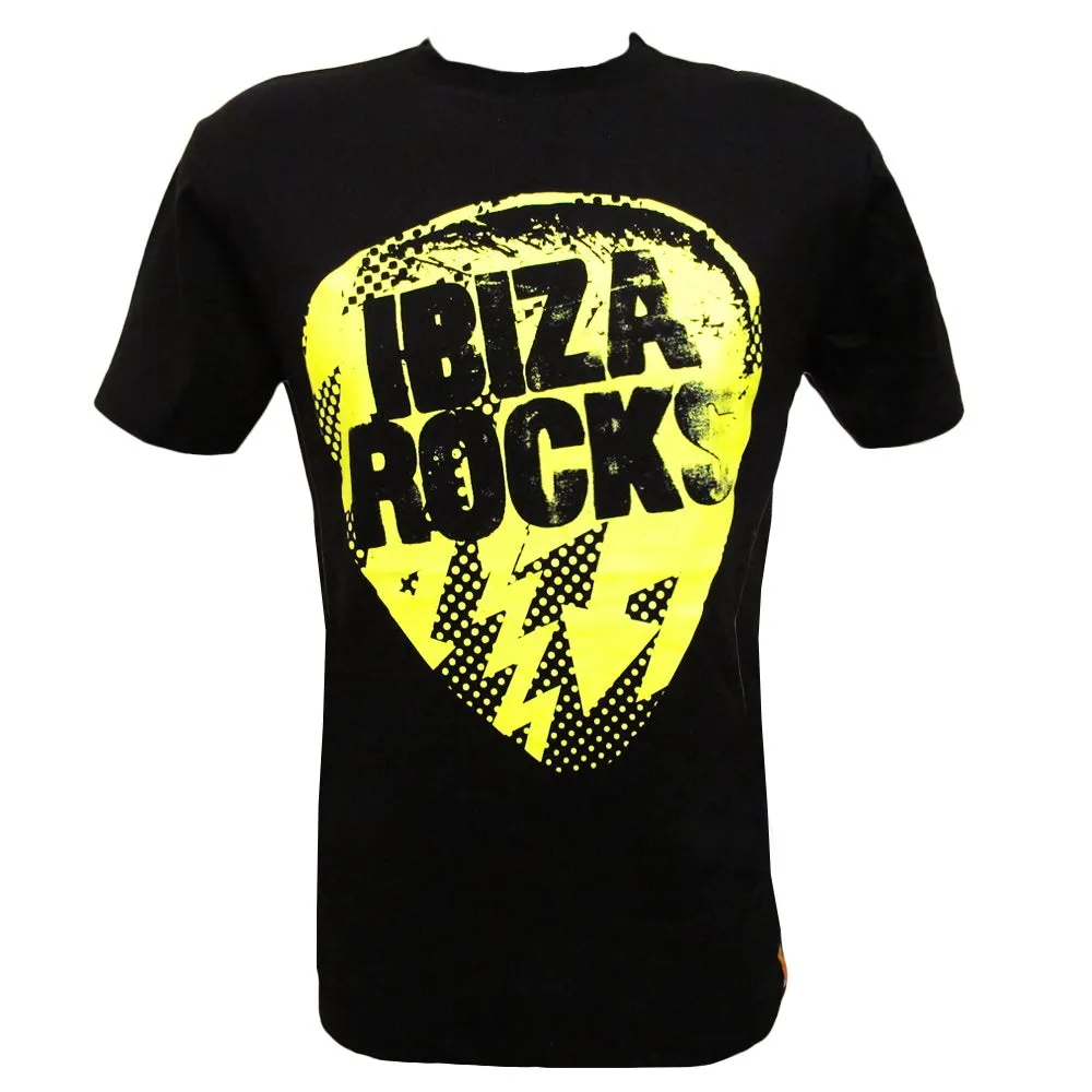 Ibiza Rocks Neon Yellow Bolt Plectrum Men's T-Shirt