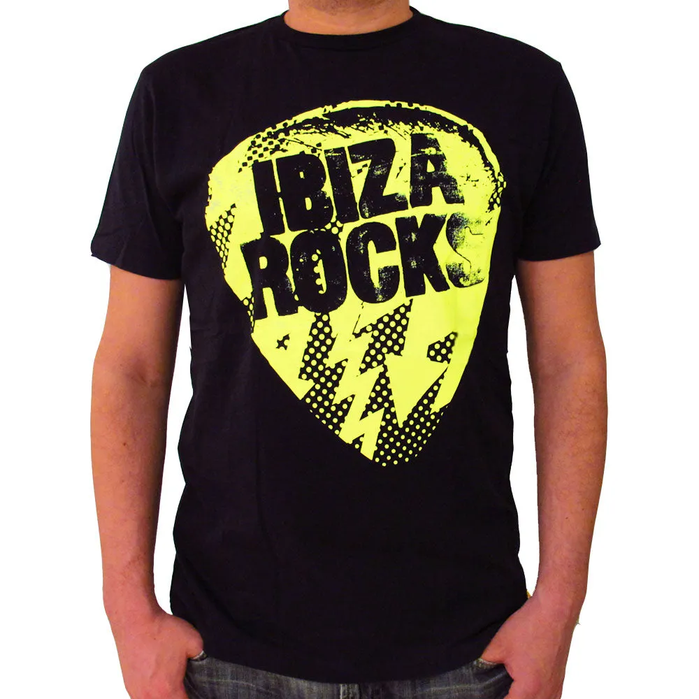 Ibiza Rocks Neon Yellow Bolt Plectrum Men's T-Shirt