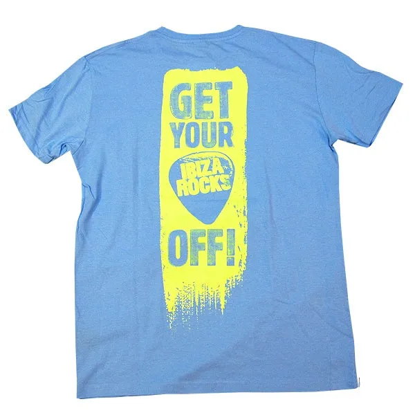 Ibiza Rocks Plec Off Slogan Men's Blue T-Shirt