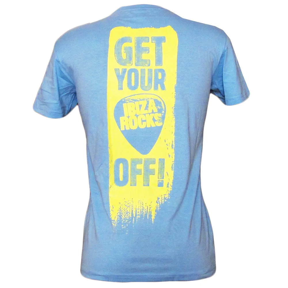 Ibiza Rocks Plec Off Slogan Men's Blue T-Shirt