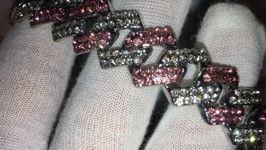 Iced Out Chain | Iced Out Necklace | Cuban Link Chain | Iced Out Cuban Chain | Pink Diamond Cuban Link Chain | Hip Hop Chain | Cuban Chains