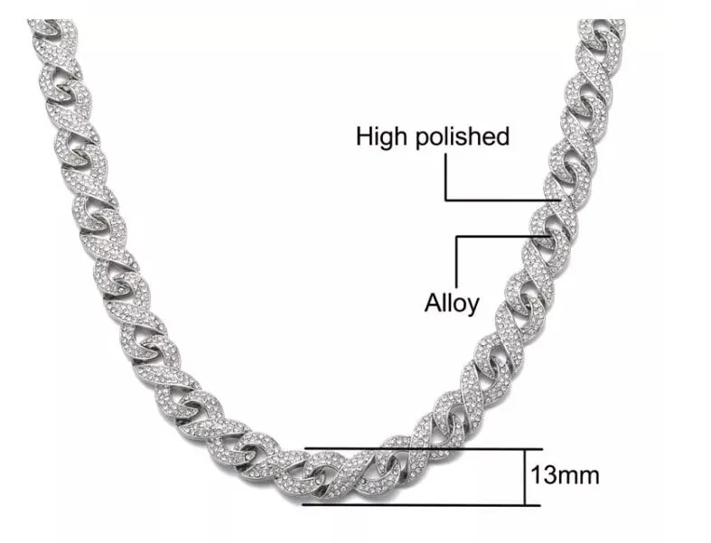 Infinity Link Chain | Iced Out Chains| Iced Out Necklace | Mens Diamond Necklace | Infinity Necklace | Hip Hop Chain | Mens Infinity Chain