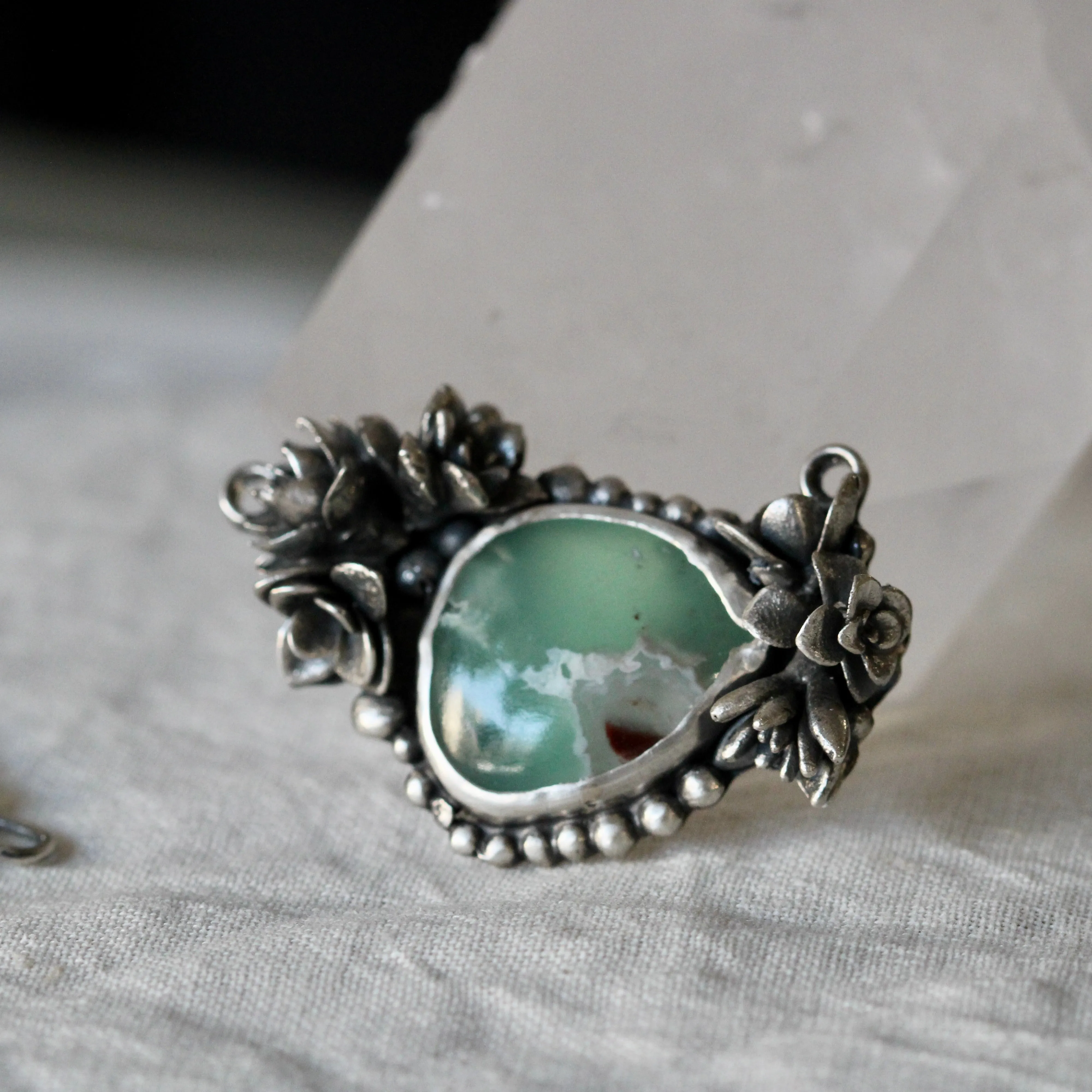 Interchangeable Floral Pendant with Aquaprase Sterling silver