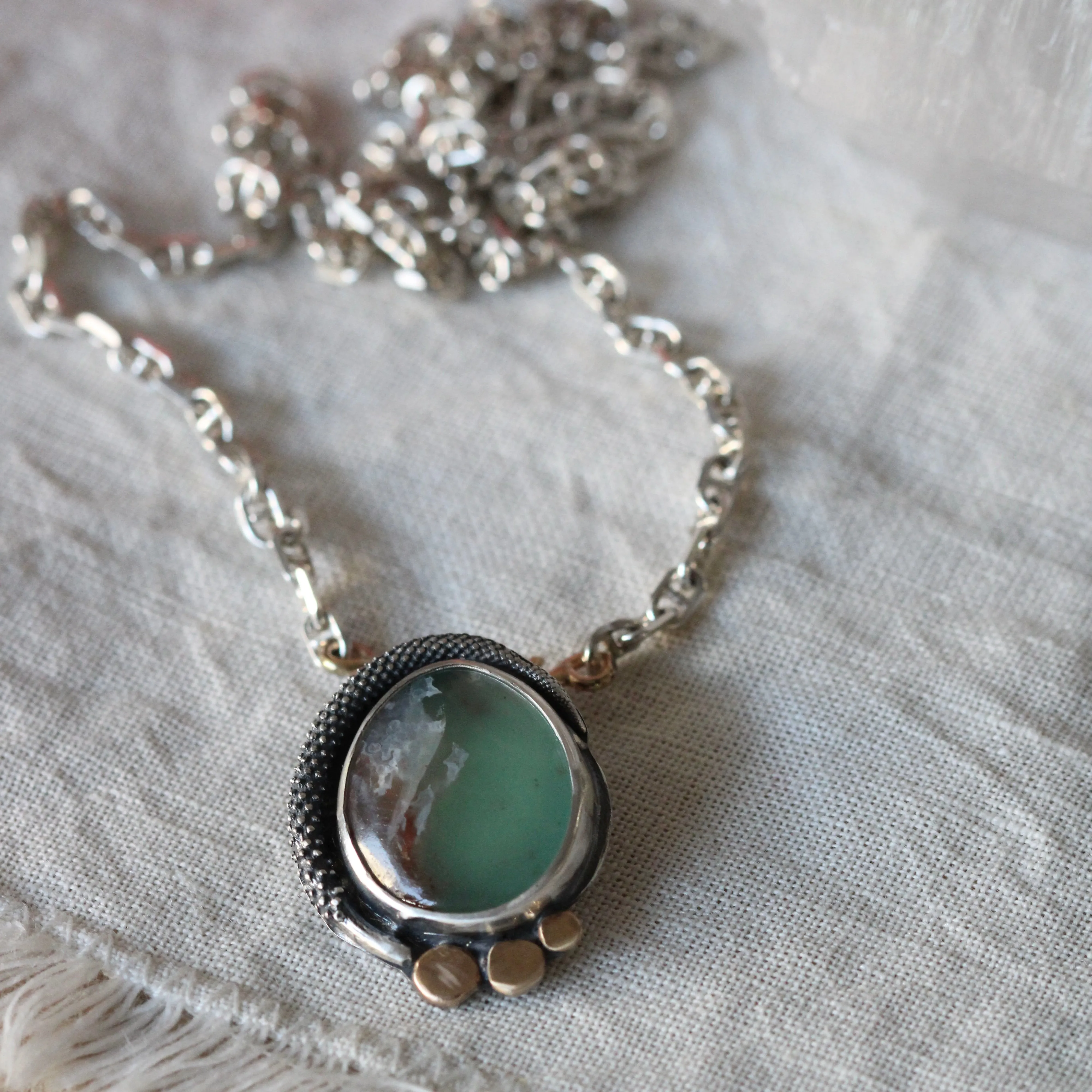 Interchangeable Floral Pendant with Aquaprase Sterling silver