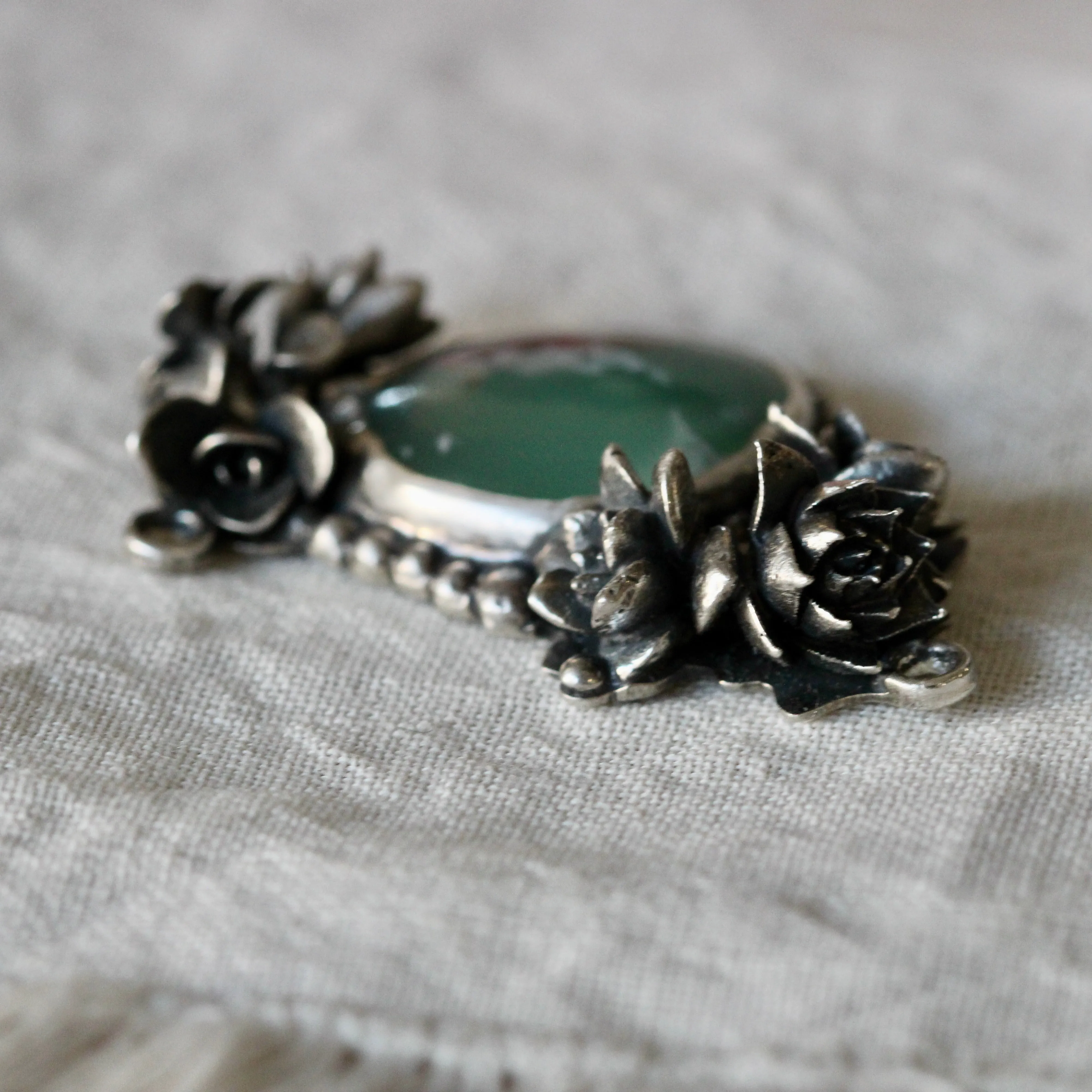 Interchangeable Floral Pendant with Aquaprase Sterling silver