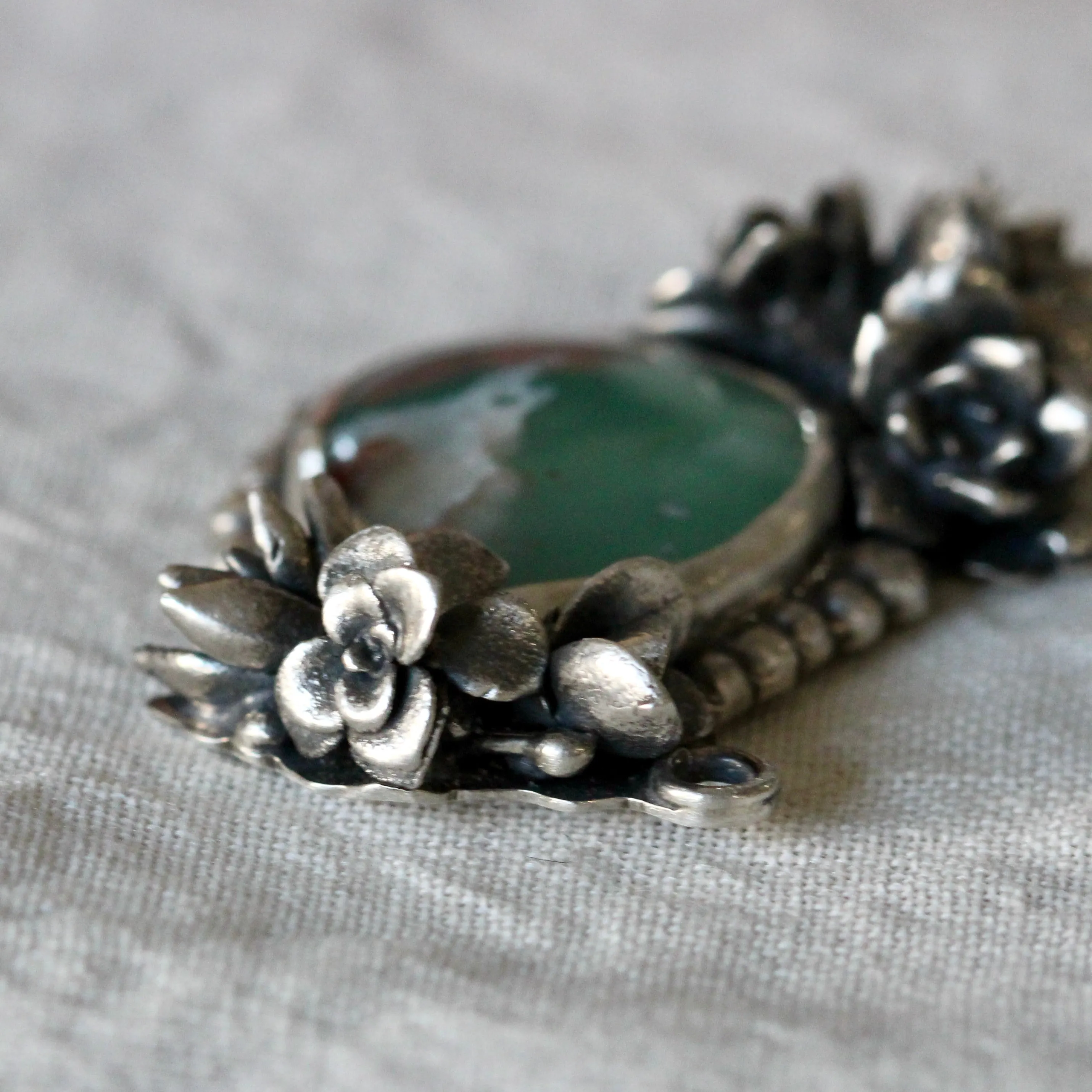 Interchangeable Floral Pendant with Aquaprase Sterling silver