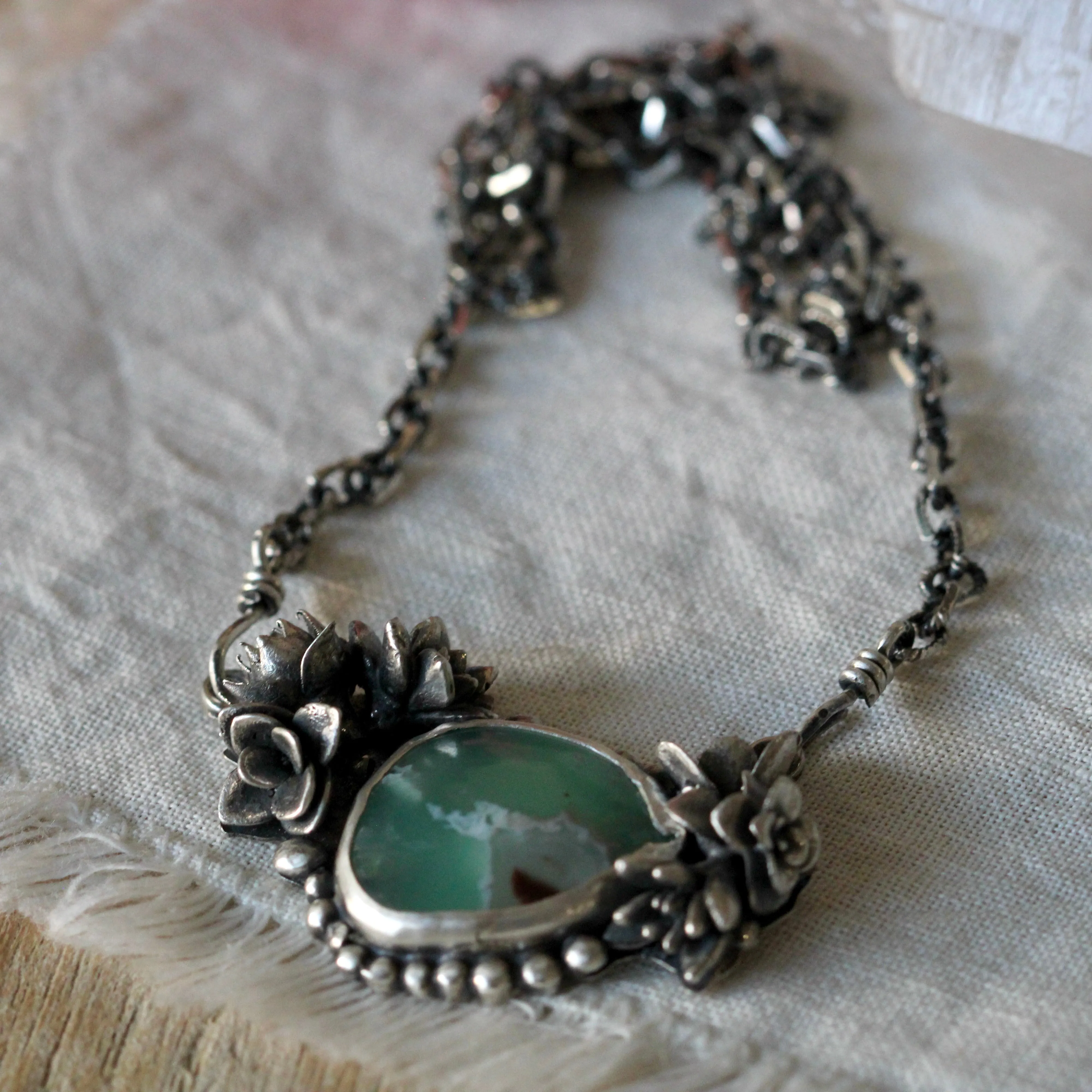 Interchangeable Floral Pendant with Aquaprase Sterling silver