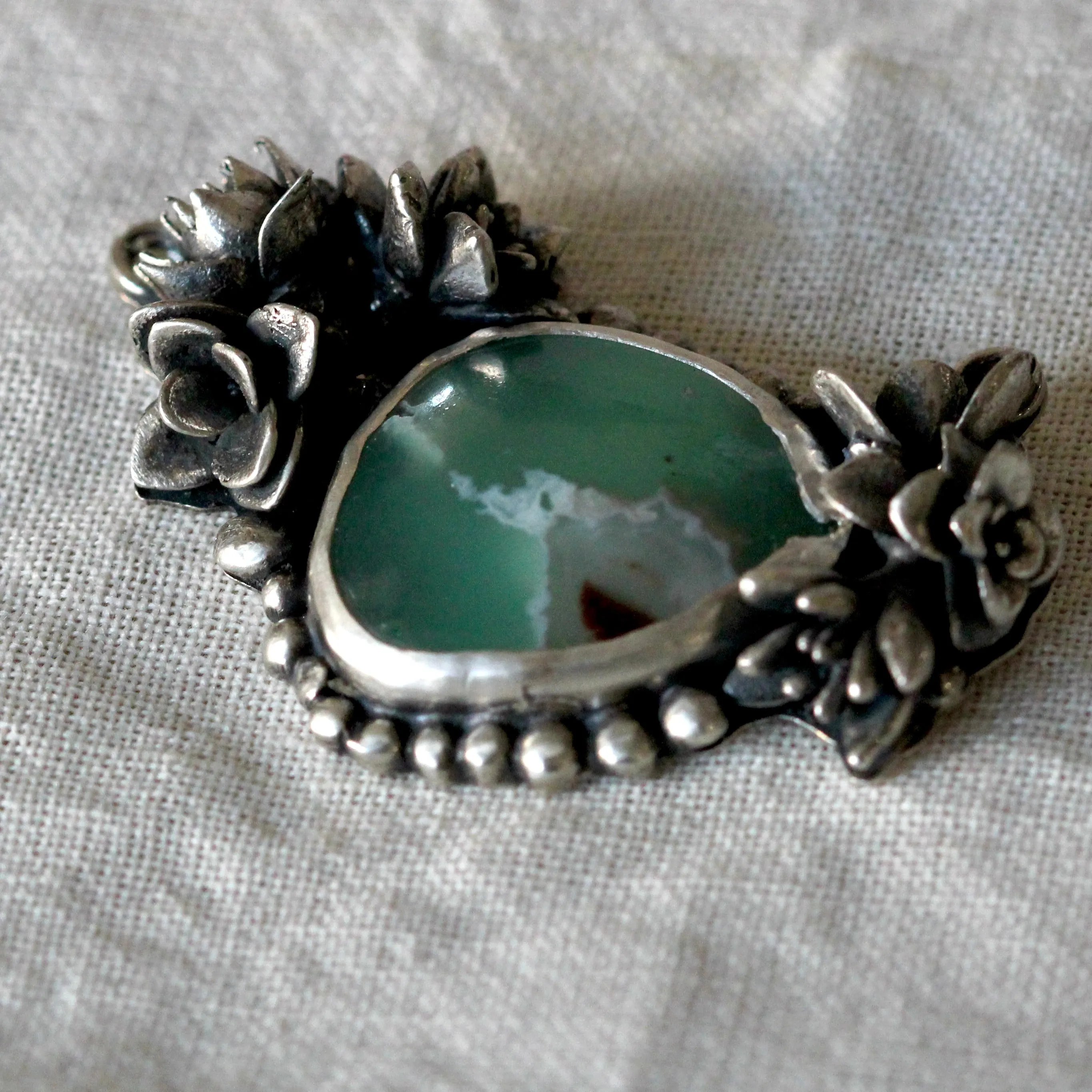 Interchangeable Floral Pendant with Aquaprase Sterling silver