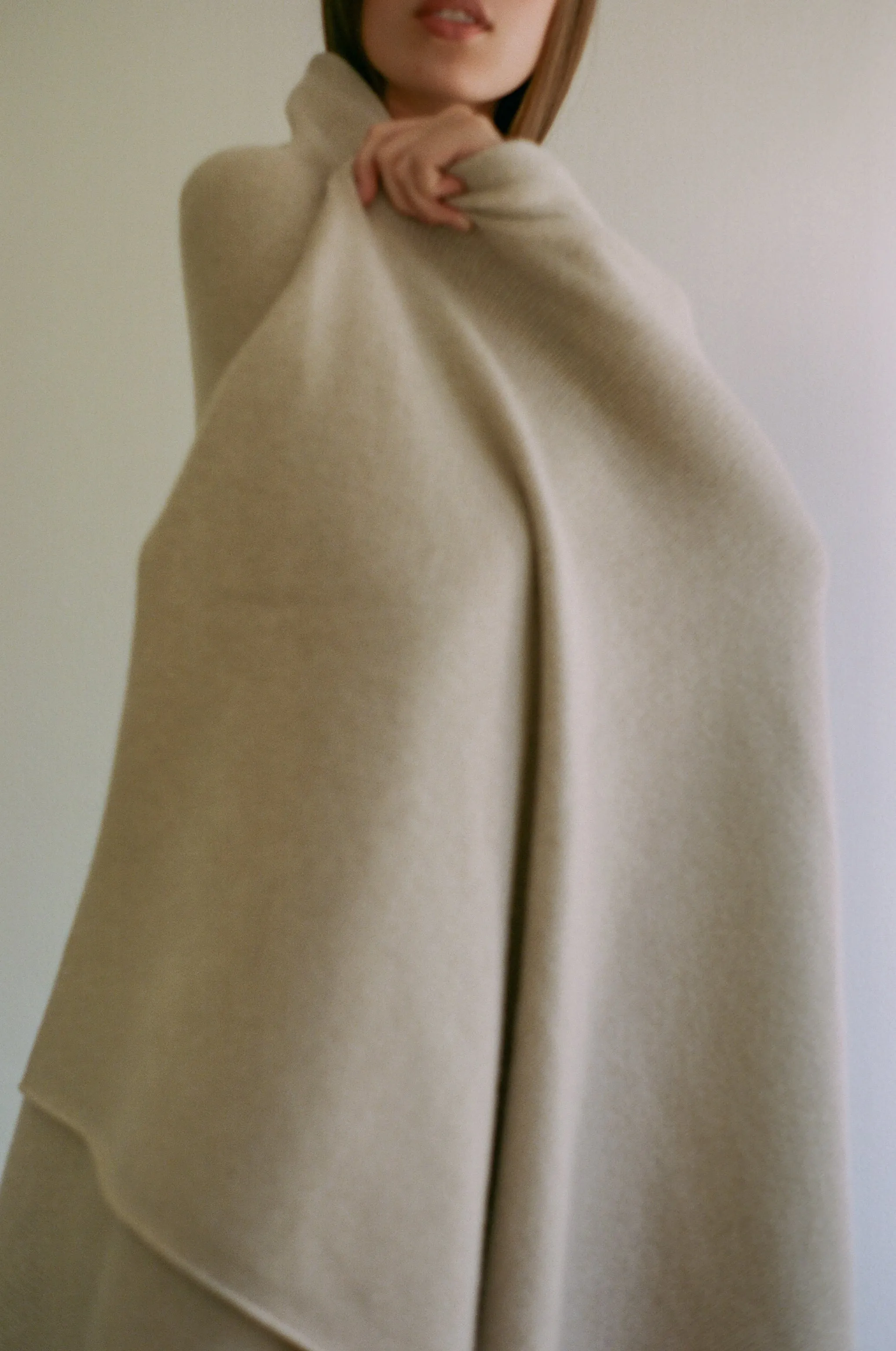 Italian Cashmere Jersey Knit Bedcover - Sand