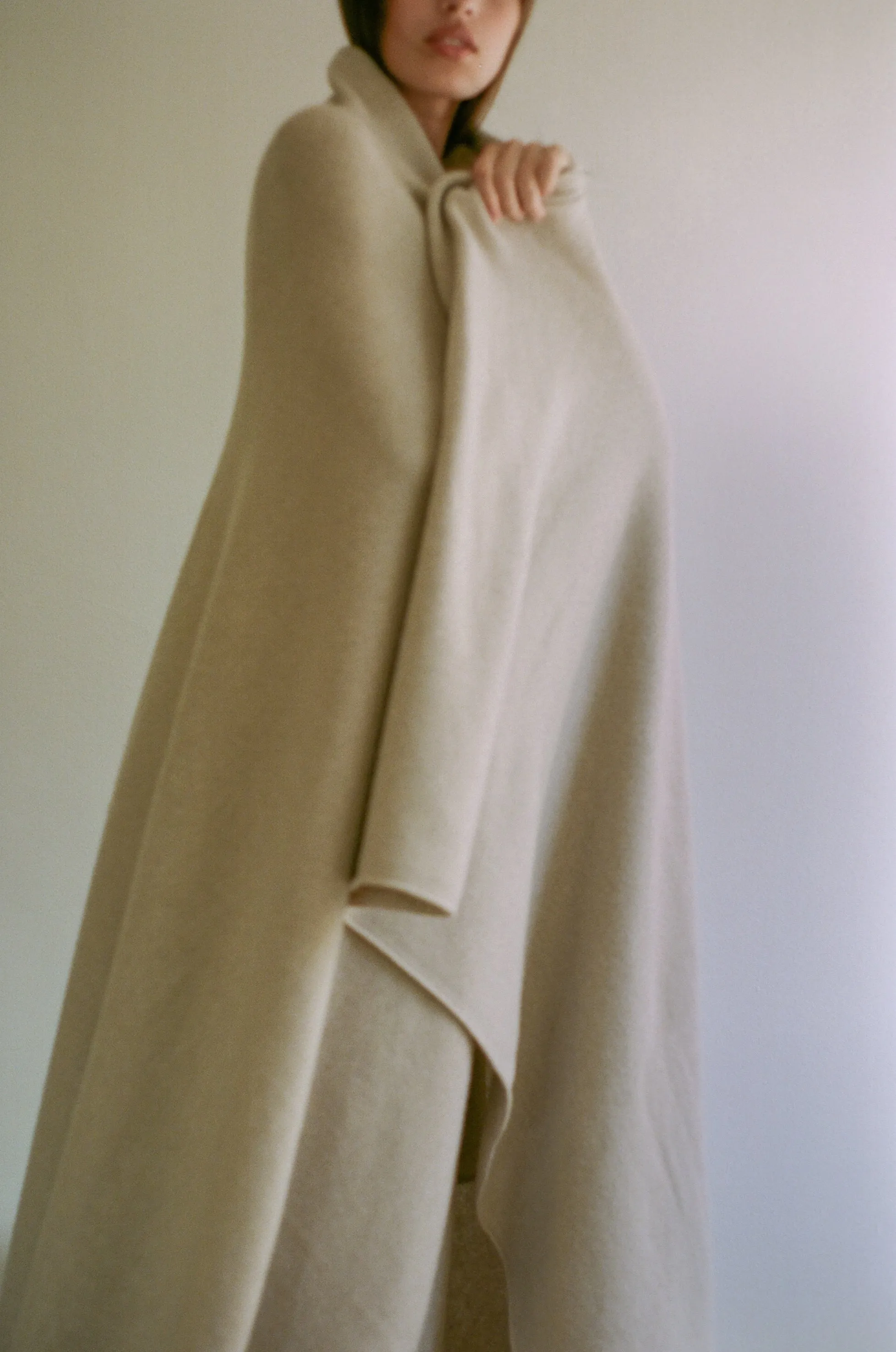 Italian Cashmere Jersey Knit Bedcover - Sand