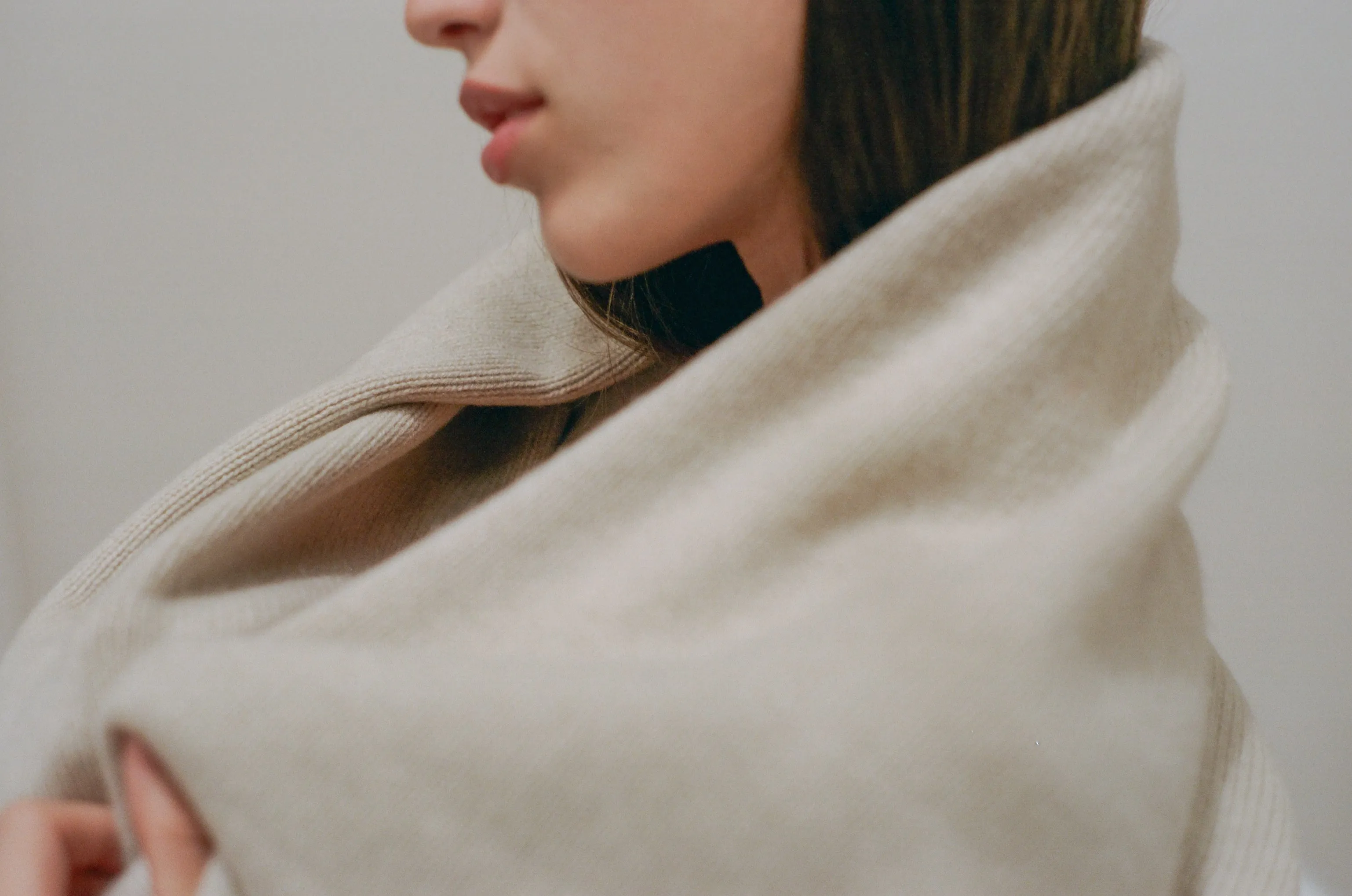 Italian Cashmere Jersey Knit Bedcover - Sand