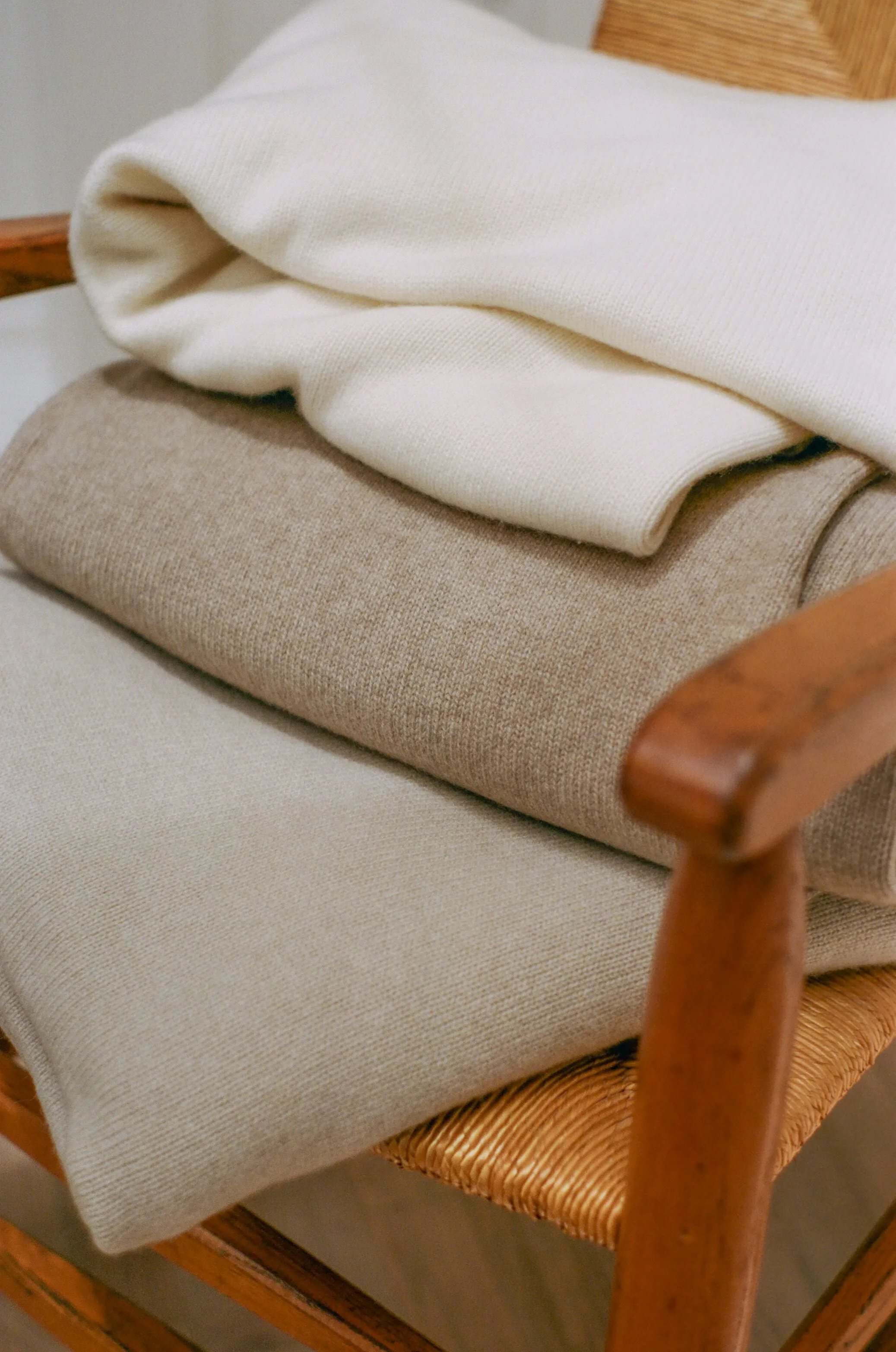 Italian Cashmere Jersey Knit Bedcover - Sand