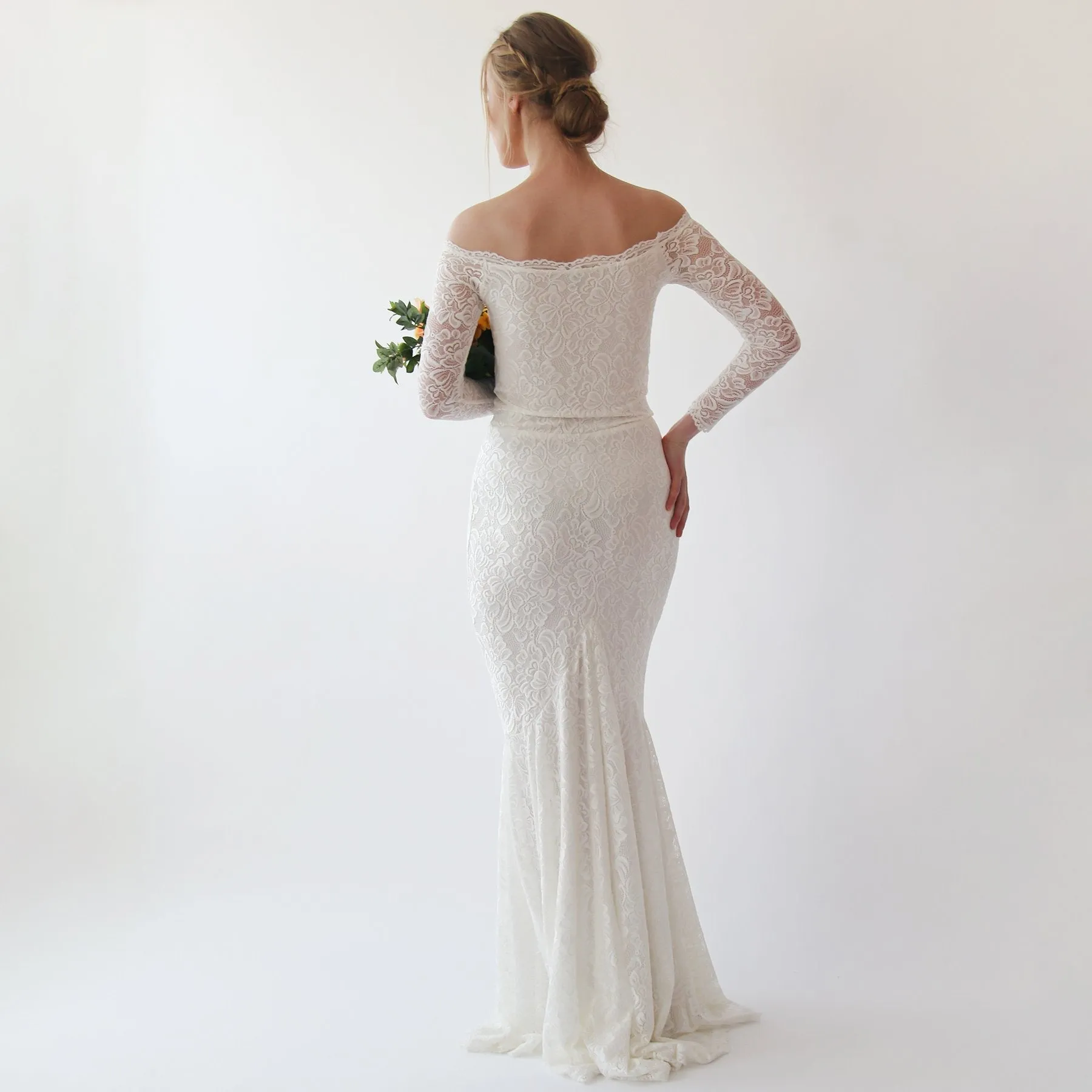Ivory off Shoulder Mermaid  Wedding Dress #1214