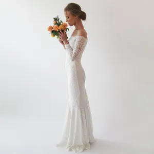 Ivory off Shoulder Mermaid  Wedding Dress #1214
