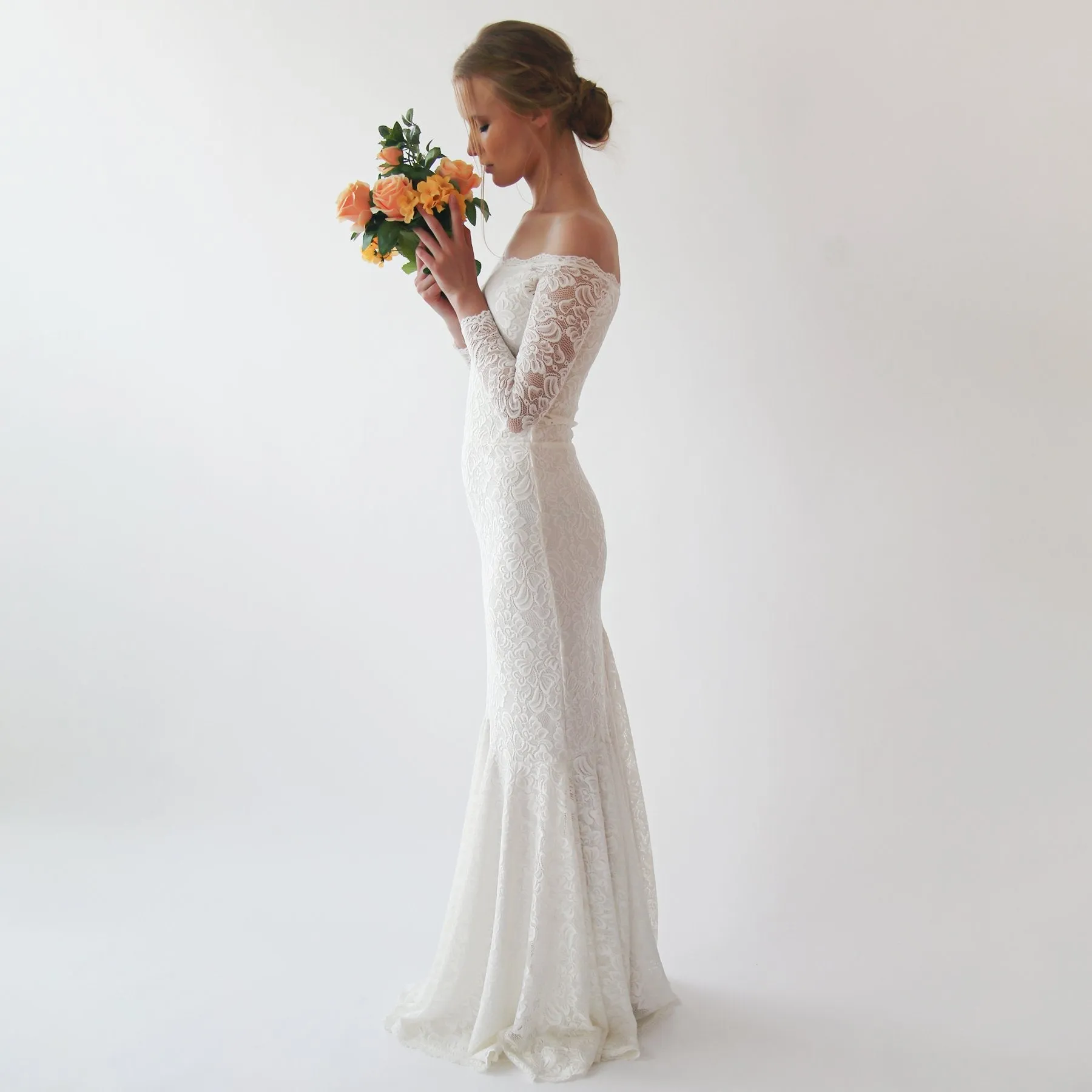 Ivory off Shoulder Mermaid  Wedding Dress #1214