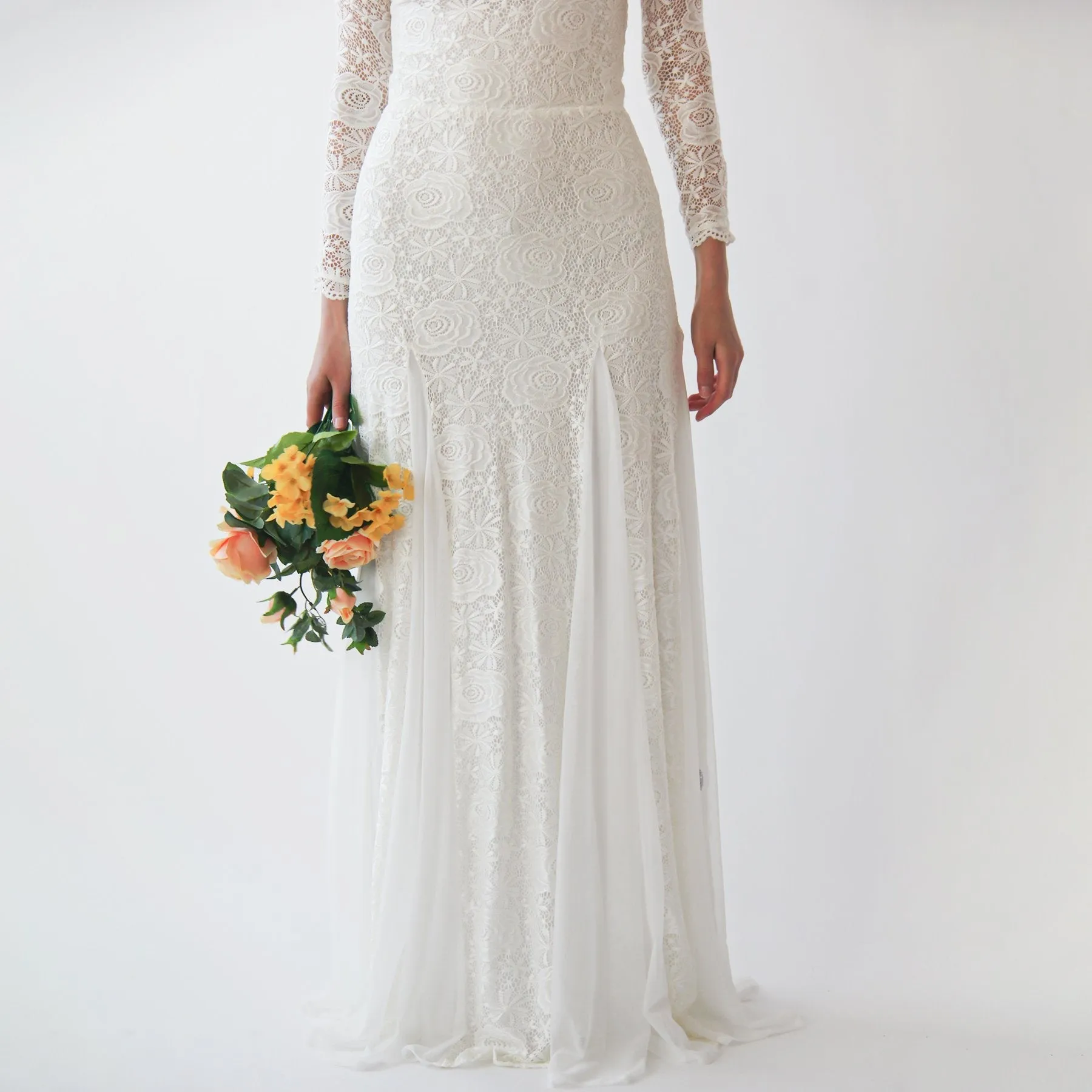 Ivory Off Shoulder Wedding Maxi Dress #1228