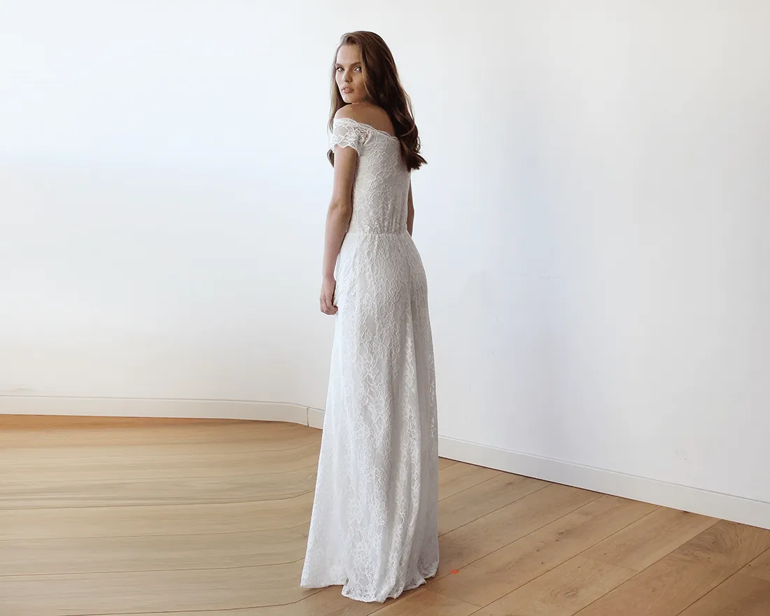 Ivory Off-Shoulders Lace Bridal Gown #1142