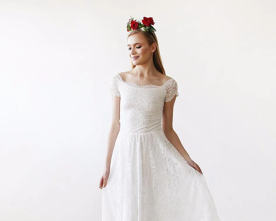 Ivory Off-Shoulders Lace Bridal Gown #1142