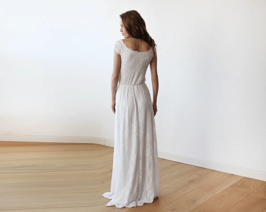 Ivory Off-Shoulders Lace Bridal Gown #1142