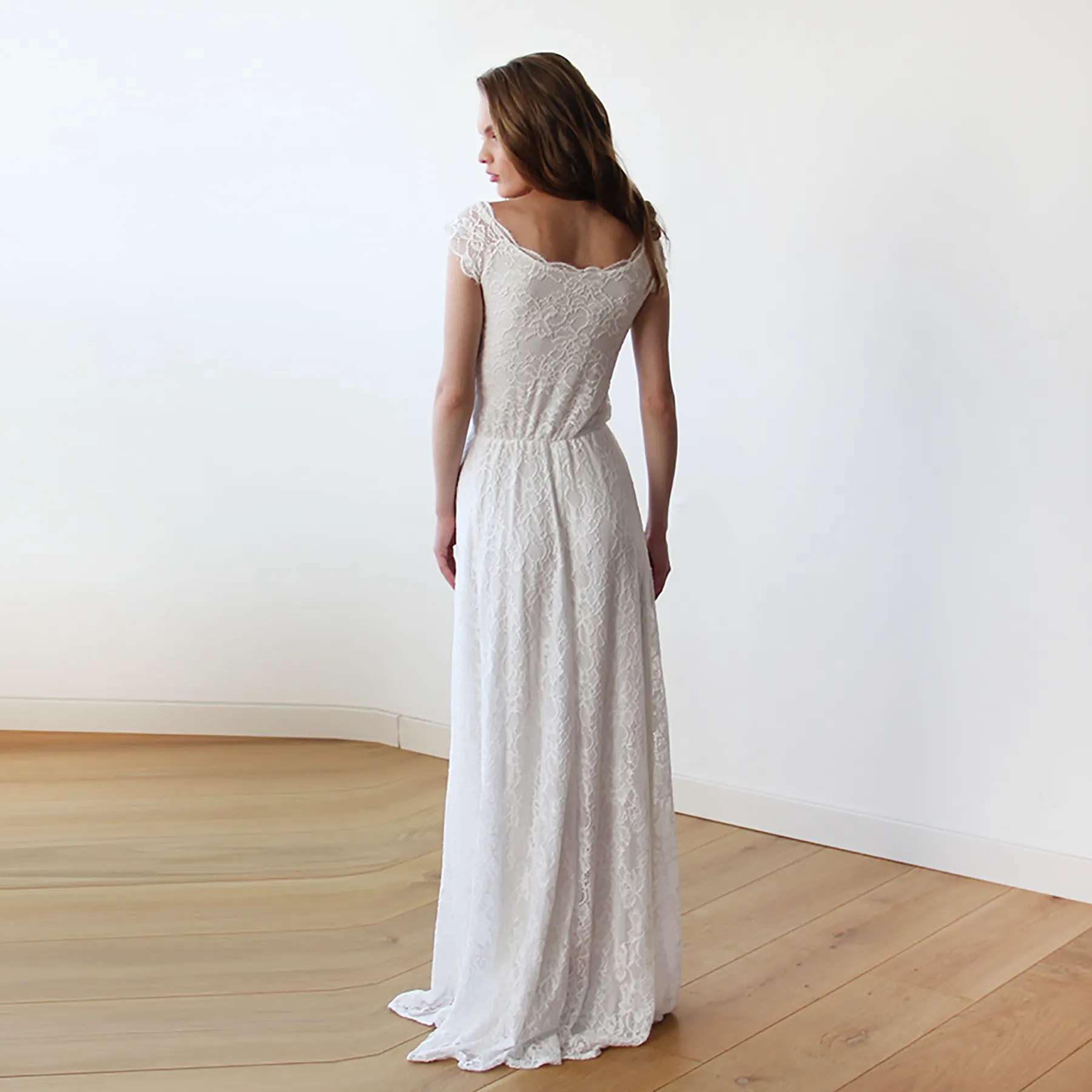 Ivory Off-Shoulders Lace Bridal Gown #1142