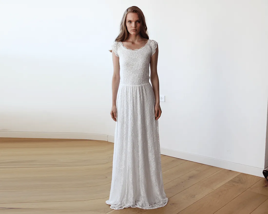 Ivory Off-Shoulders Lace Bridal Gown #1142