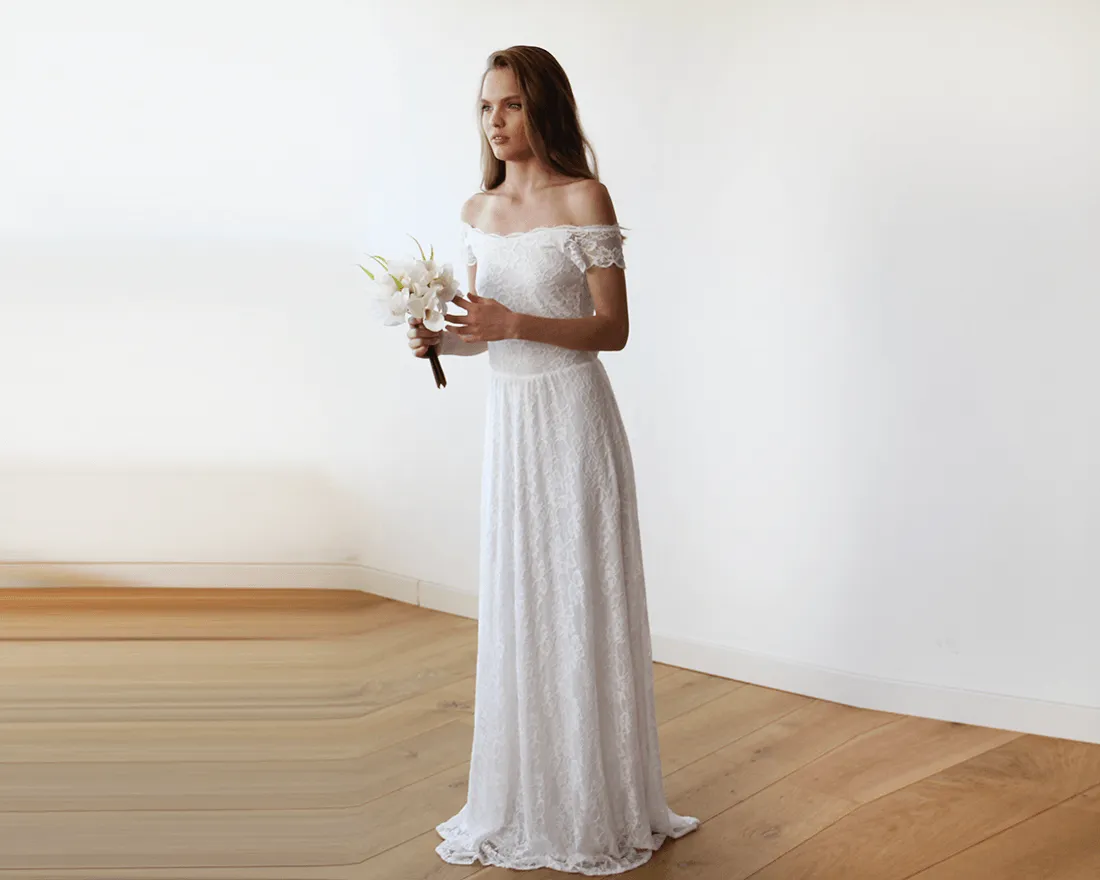 Ivory Off-Shoulders Lace Bridal Gown #1142